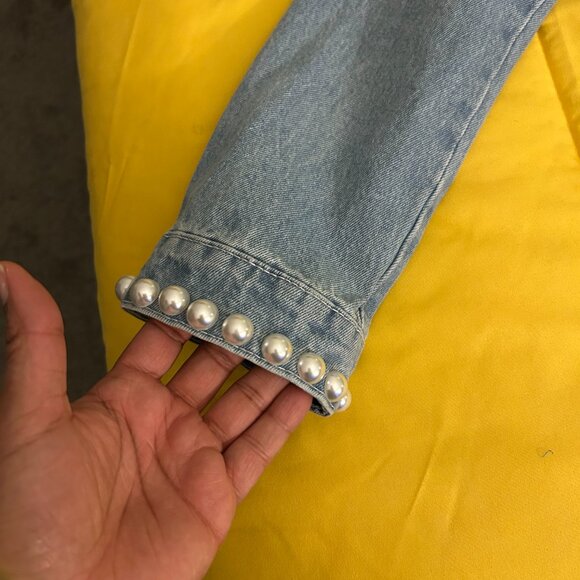 Boston Proper Luxe Pearl Denim Jacket | Heavyweight | NWT | Medium - Picture 6 of 11